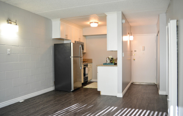 la villa lake apartment living room and kitchen